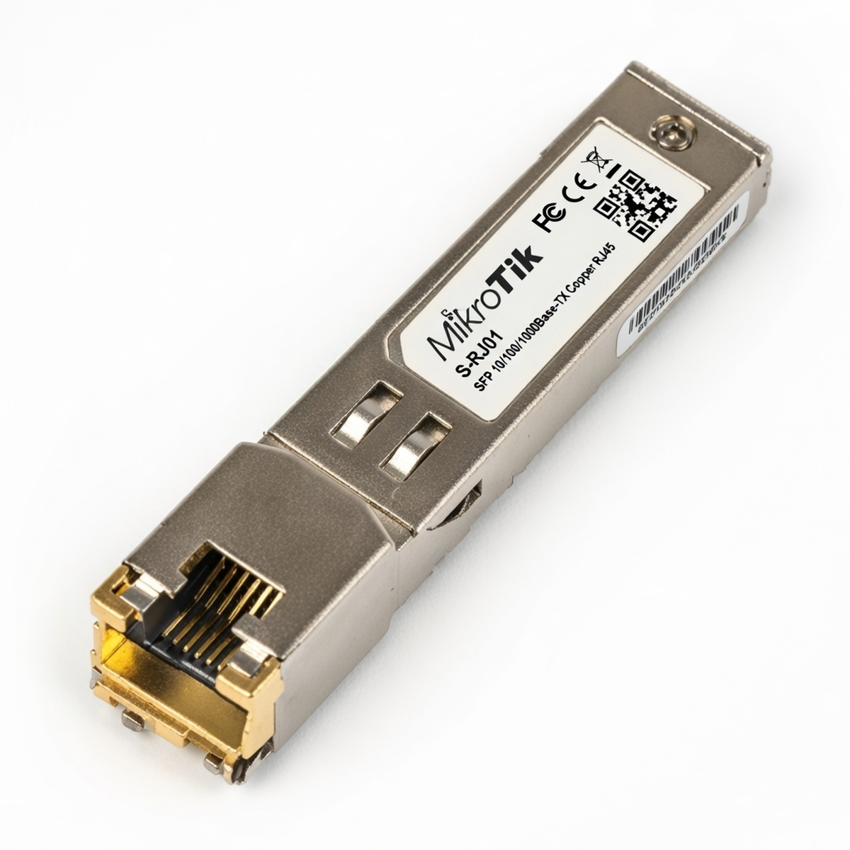 SFP модуль MikroTik S-RJ01, RJ45, гигабитный, 1.25 Гбит/с, для медного Ethernet, совместимый с SFP-портами